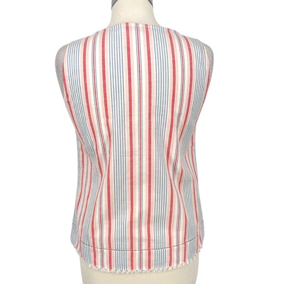 Vineyard Vines Abacos Stripe Tassel Sleeveless Top Pink Blue White Size 4 - Picture 6 of 13
